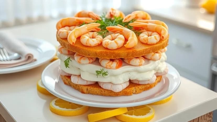 Så dekorerar du smörgåstårta med räkor