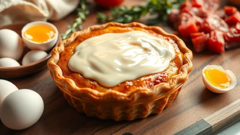 Enkel köttfärspaj med äggstanning