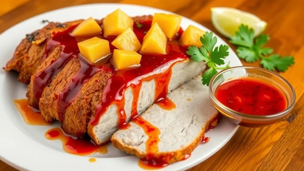 Kassler med ananas och chilisås hemma