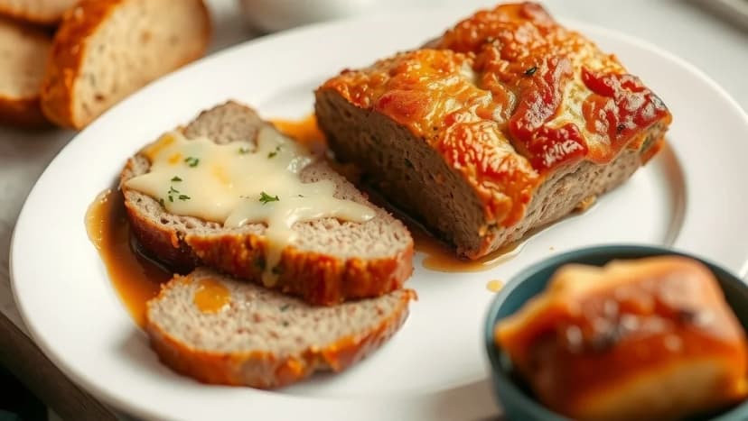 Köttfärslimpa med fransk löksoppa