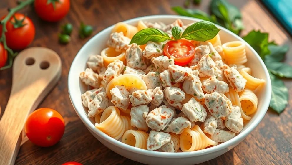 Krämig pastasallad med kyckling hemma