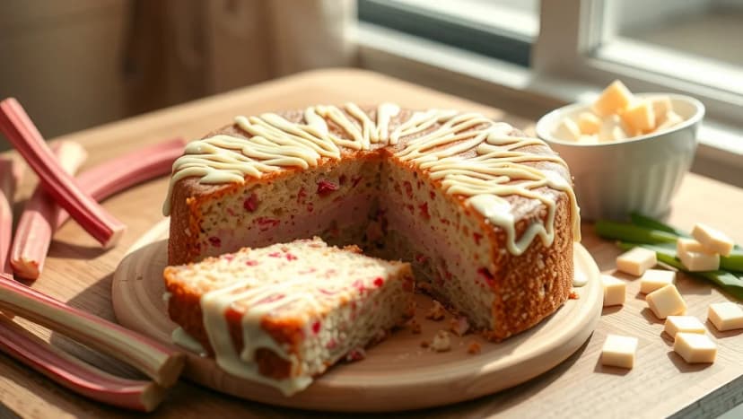 Rabarberkladdkaka med vit choklad hemma